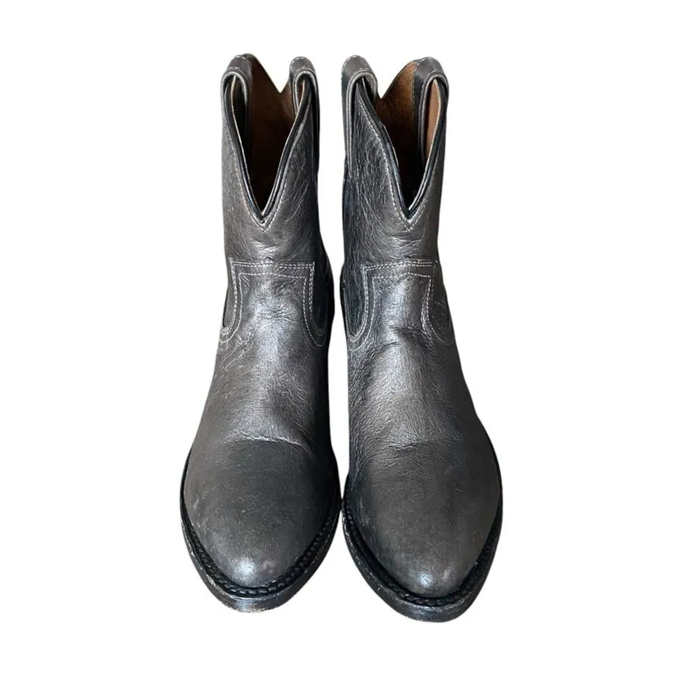 Frye Billy Short Ankle Dark Pewter Boots Silver Metallic size 8 - Image 4