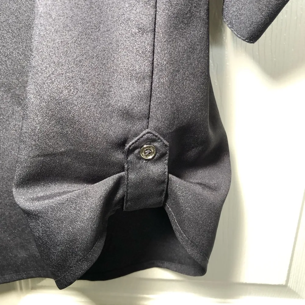 Grey and Silver Calvin Klein Button Up Blouse Size M - Image 6