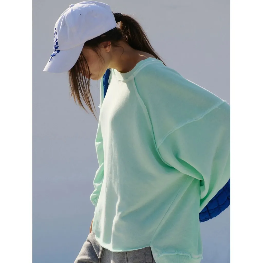 FREE PEOPLE Movement One to Beat Oversize Pullover in Pastel Green Size Small - Image 3