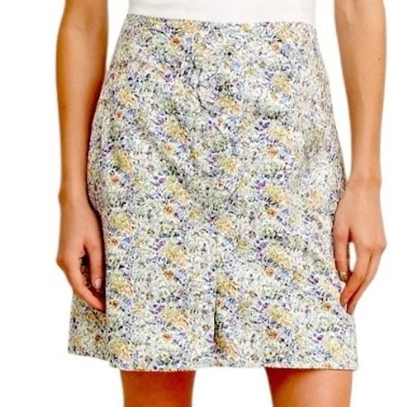 J. Jill Skirt Cream Blue Multi Floral Live - Image 5