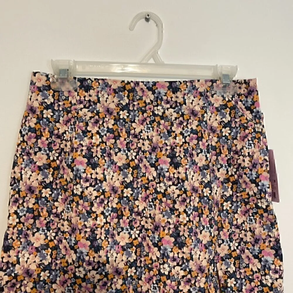 NEW NWT WILD FABLE High Rise Side Slit Mini Skirt Navy Blue Purple Floral Y2K 8 - Image 6