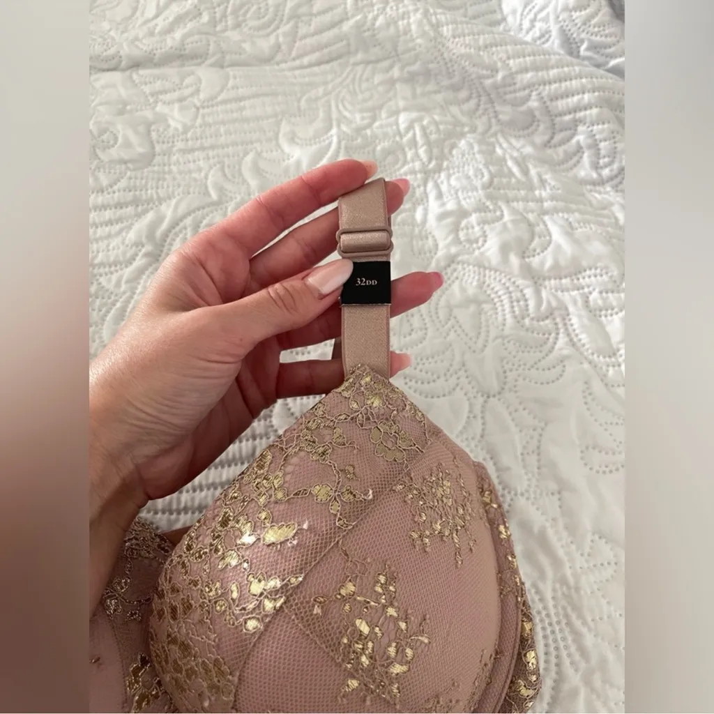 NWT Victoria's Secret 32DD  BRA SET S high-waist thong  BROWN gold foil - Image 4