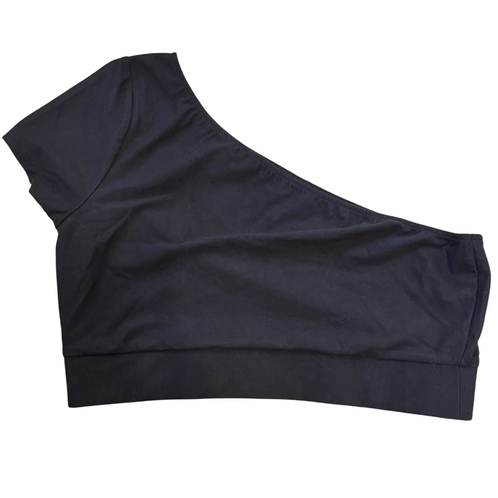 Victoria Sport One Shoulder Top Black Cropped Activewear Workout Athletic Large - Image 2