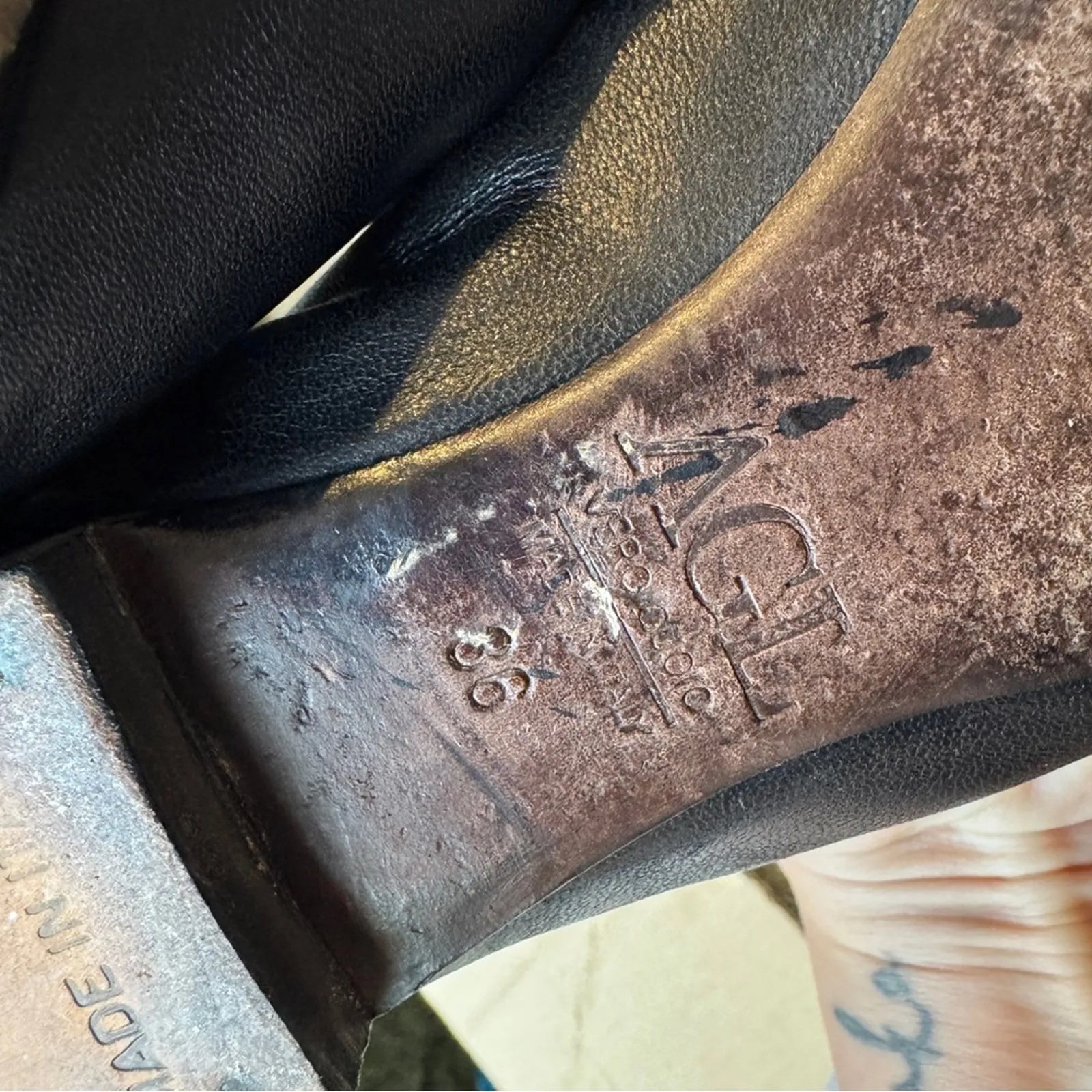 AGL Black Leather Cap Toe Classic Flats Womens 36 Designer Slip On Shoes Size 5.5 - Image 4