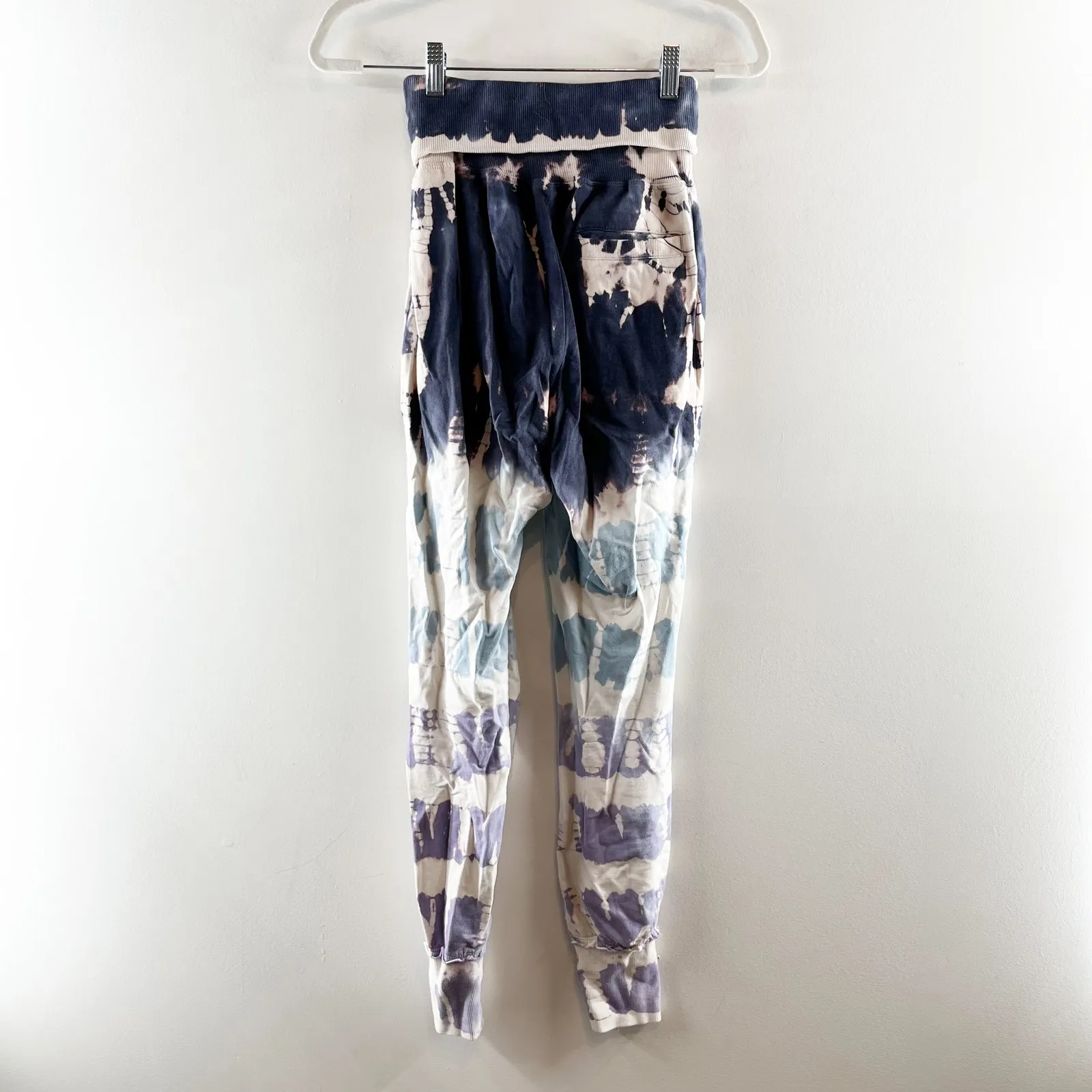 Young Fabulous & Broke Foldover Tie Dye Jogger Pants Ombre Blue Small - Image 4