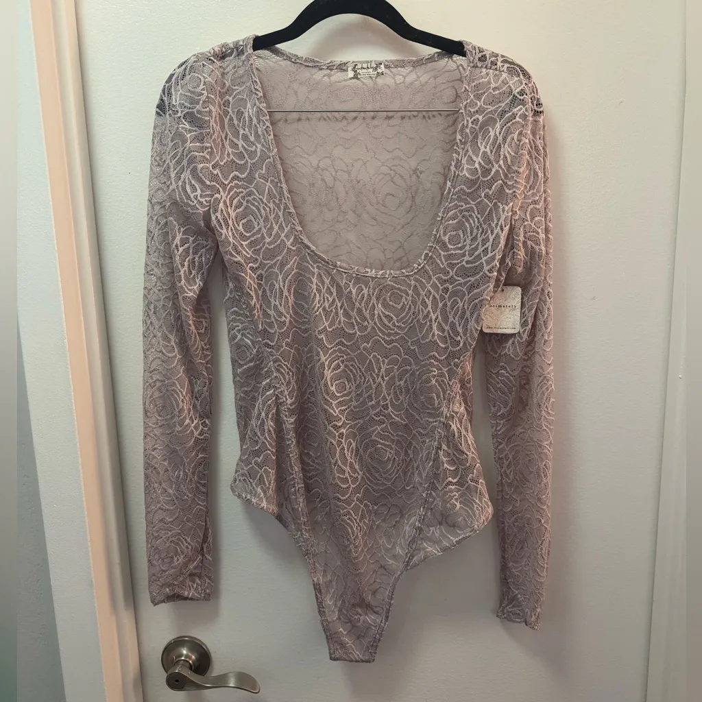 NWT Free People In My Head Sheer Lace Bodysuit | Women’s Romantic Lingerie Top - Image 4