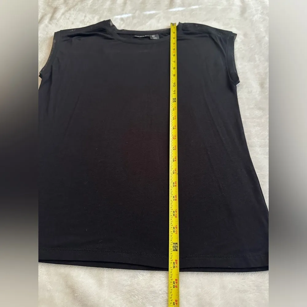 TAHARI Black Mesh Detail Short Sleeve Blouse - Image 7