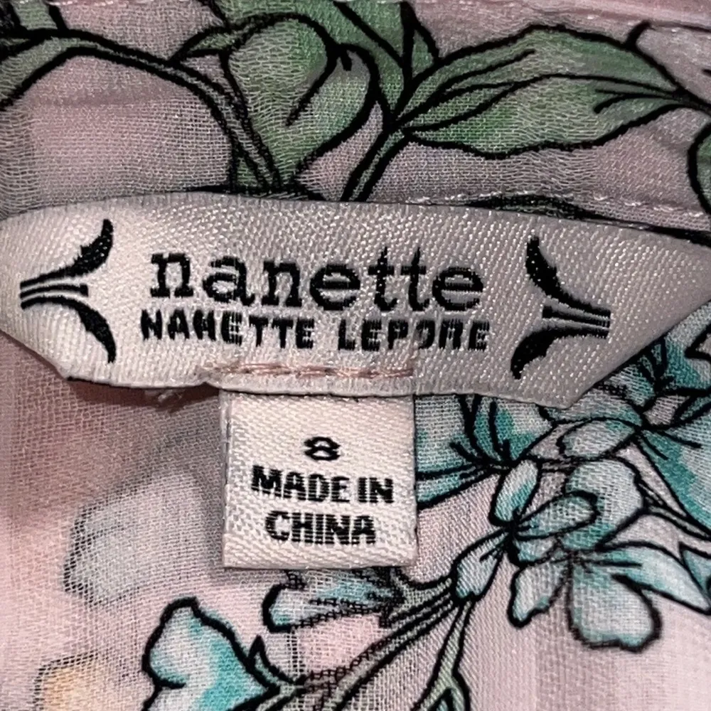 Nanette Lepore size 8 dress vintage apricot 158-9 print lined pleated floral tie - Image 11