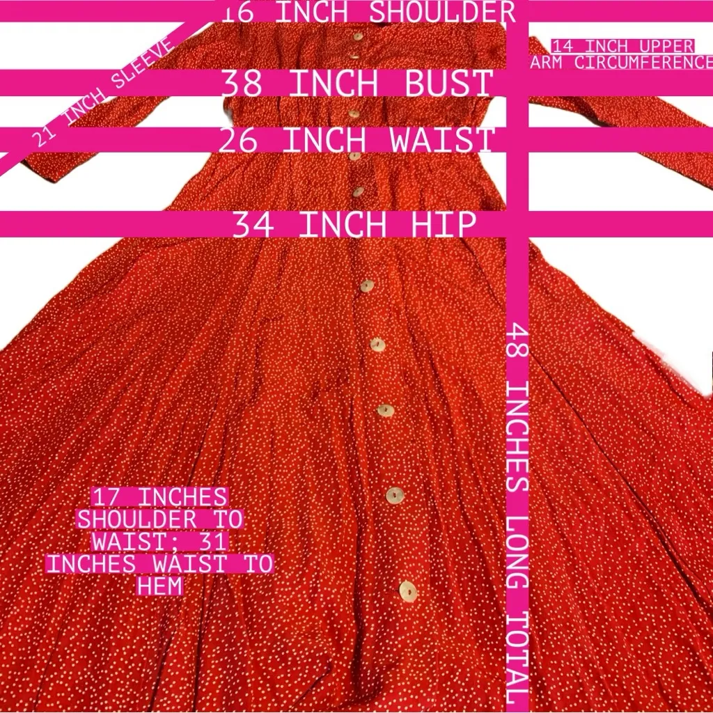 TALBOTS SARA CAMPBELL VINTAGE 1990'S RED WITH WHITE POLKA-DOTS SHIRT DRESS (10) - Image 11