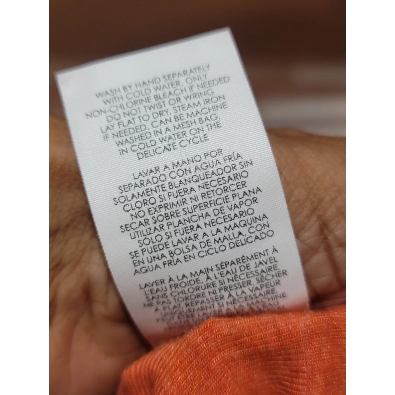 Cabi Hangout Tee Women's Size XS Orange Gray Strips V Neck Jersey Long Sleeve - Image 9