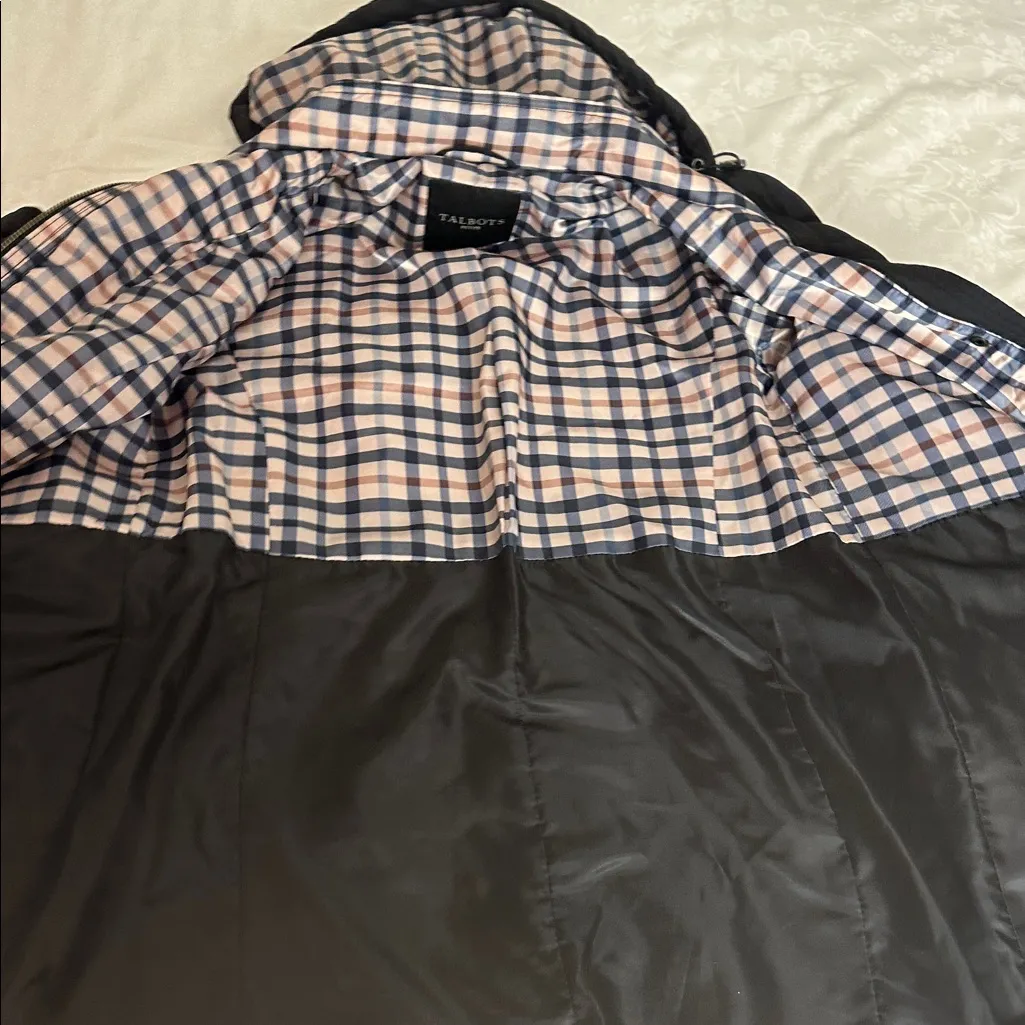 Talbots Black Quilted Puffer Coat with Plaid Lining SP - Image 5