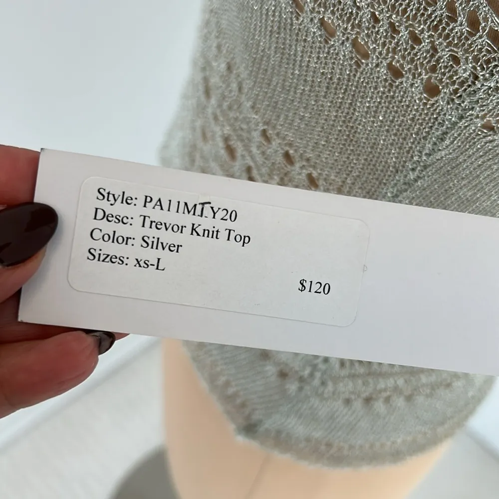 Parker Trevor Silver Mesh Knit Tank - Image 6