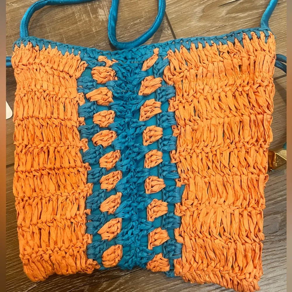 Free People Woven Drawstring Boho‎ Heatwave Mini Bag NWT - Image 8