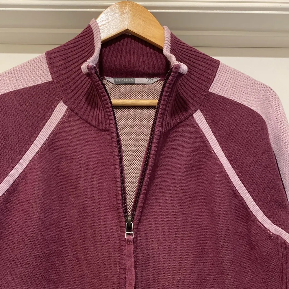 Athleta size Large Zip up Sweater Jacket Pinkgreen - Image 4