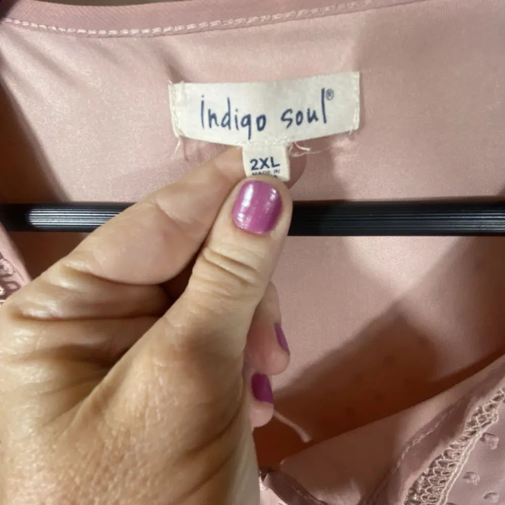 Indigo Soul Babydoll Top Shirt Women 2XL Pink Swiss Dot Summer Fairy Earthy Boho Size undefined - Image 4