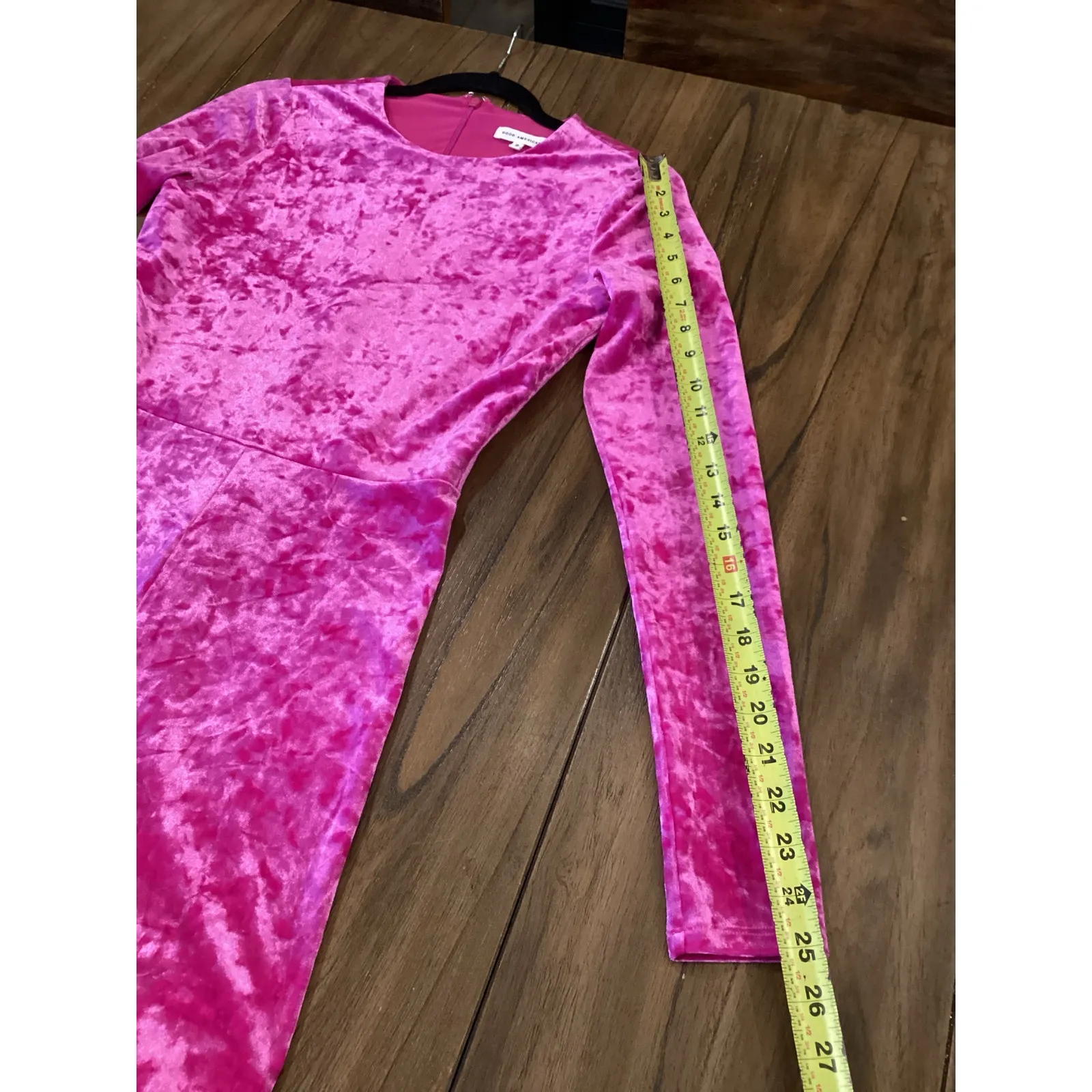 Good American Fuchsia pink Crushed Velvet Catsuit jumpsuit size 2 - Image 9
