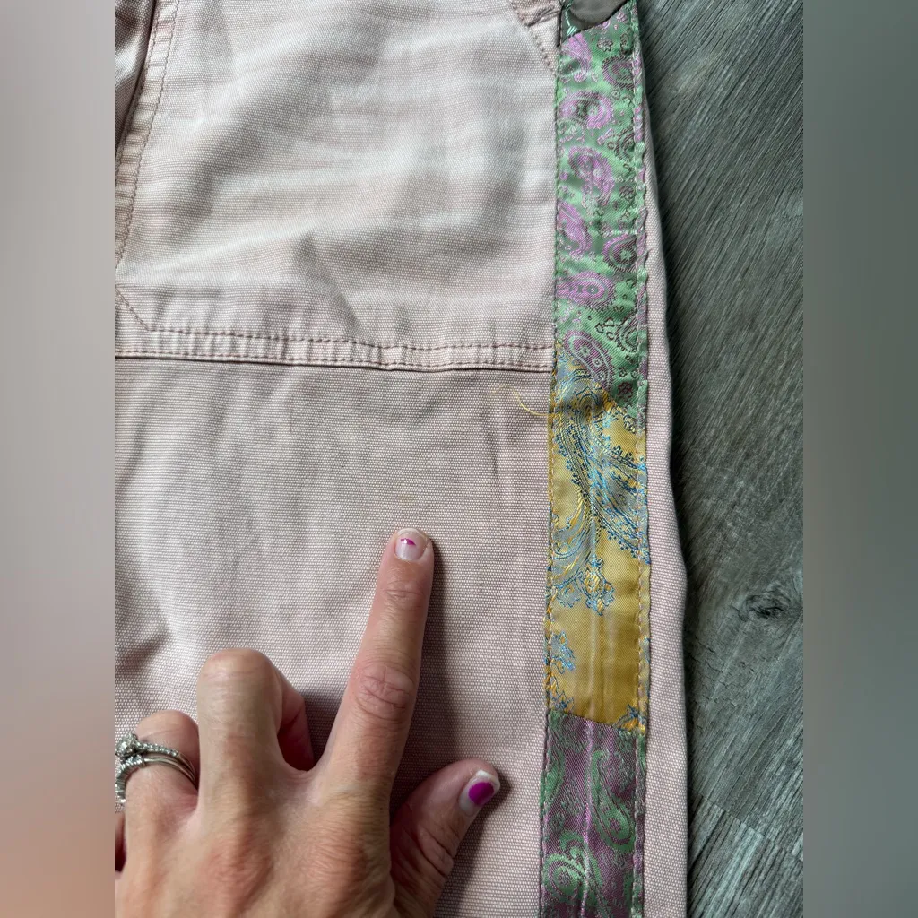 Anthropologie The Wanderer Pink Button Fly Boho Pants Patchwork Hippie Boho 26 - Image 2