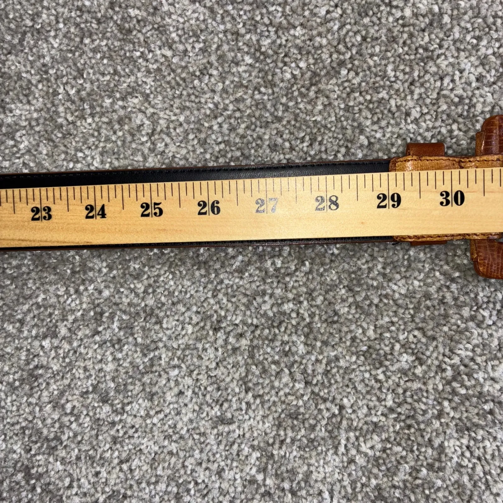 VTG Liz Claiborne Genuine Leather Lizard Print Belt S Brown Square Buckle Retro - Image 5