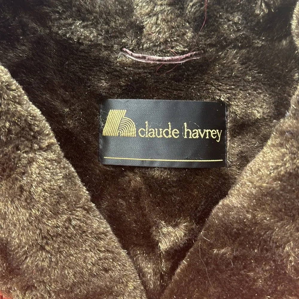 Vintage Claude Havrey Faux Fur Lined Coat Orange XL - Image 3