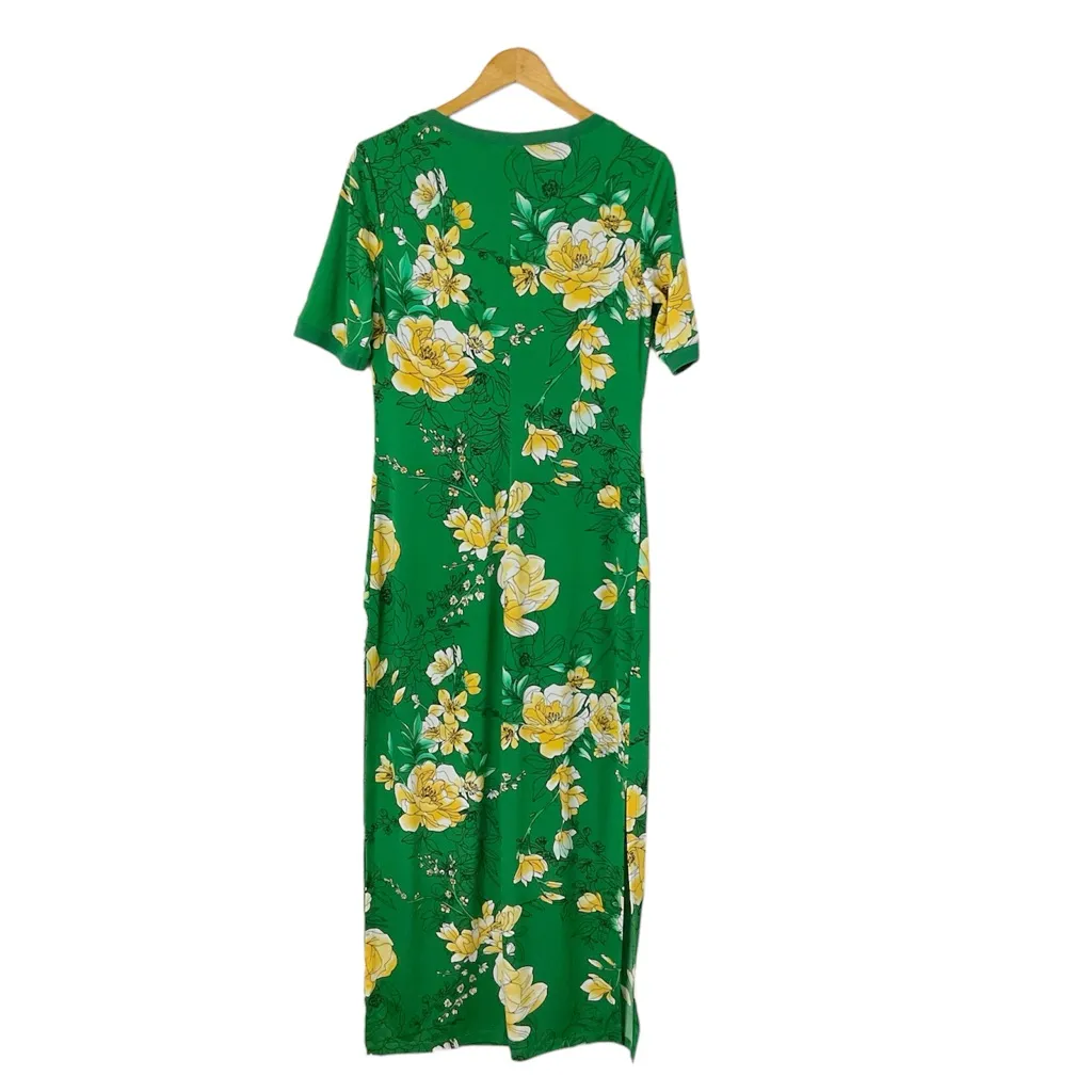 G.I.L.I Floral Jersey Knit Maxi Dress Size Small Green - Image 3