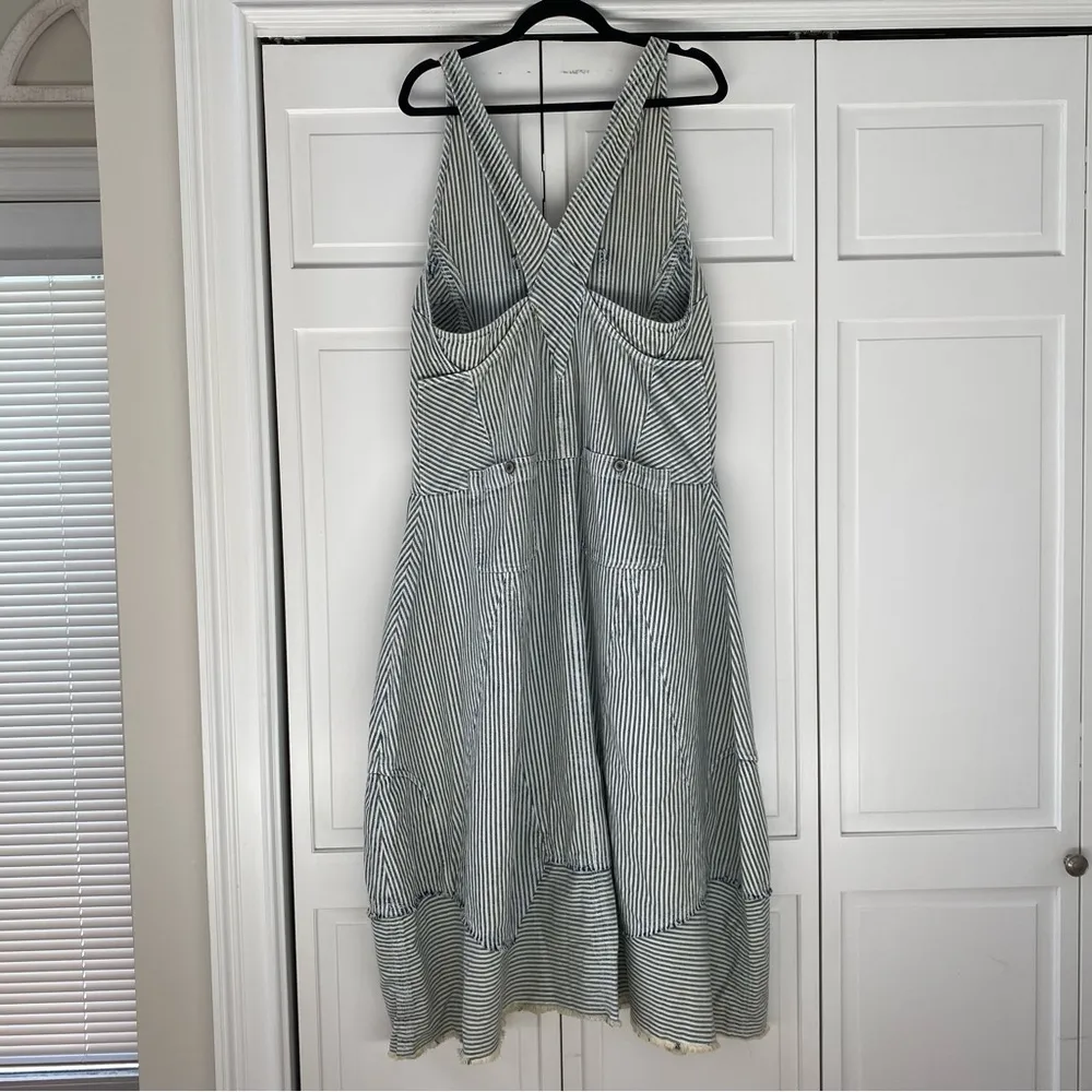 Free People Bendita Railroad Striped Denim Skirtall Midi Dress Overalls | Size M - Image 6