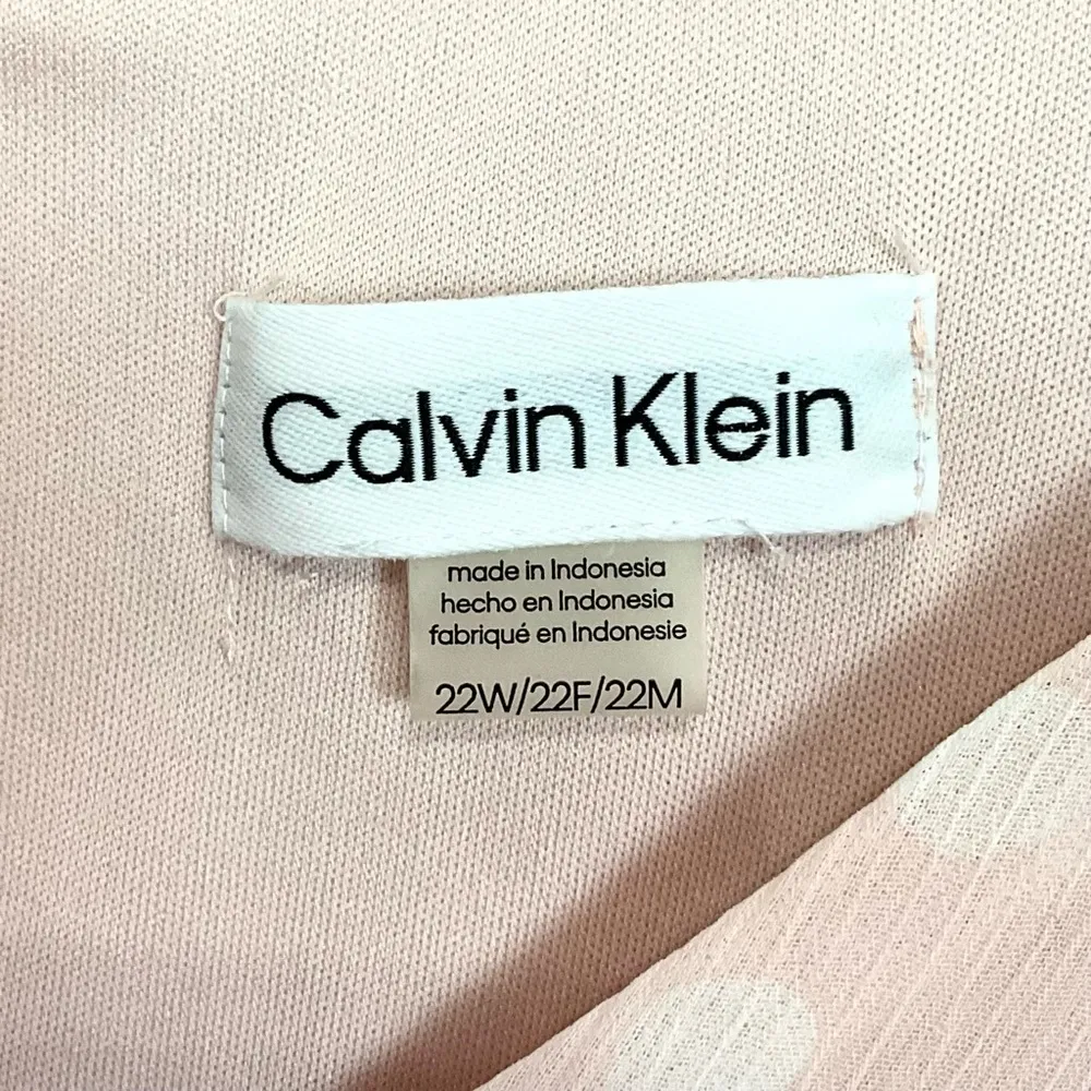 Pink Trapeze Dress Dotted Chiffon 3/4 Sleeve A-Line Sz 22W NWT - Image 4