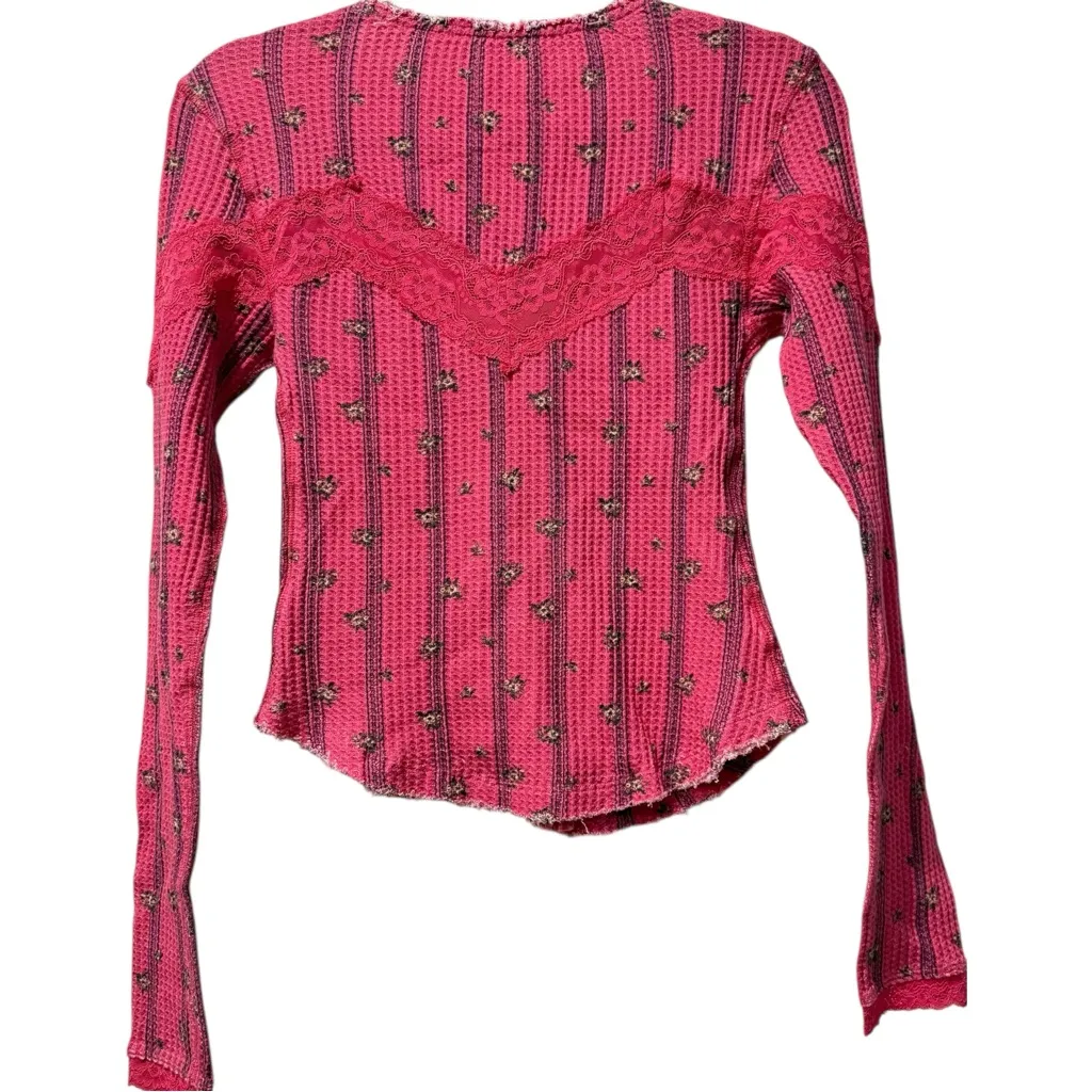 New Free People Let’s Party Cardi Hot Pink Floral - Rare Piece XS - Image 3