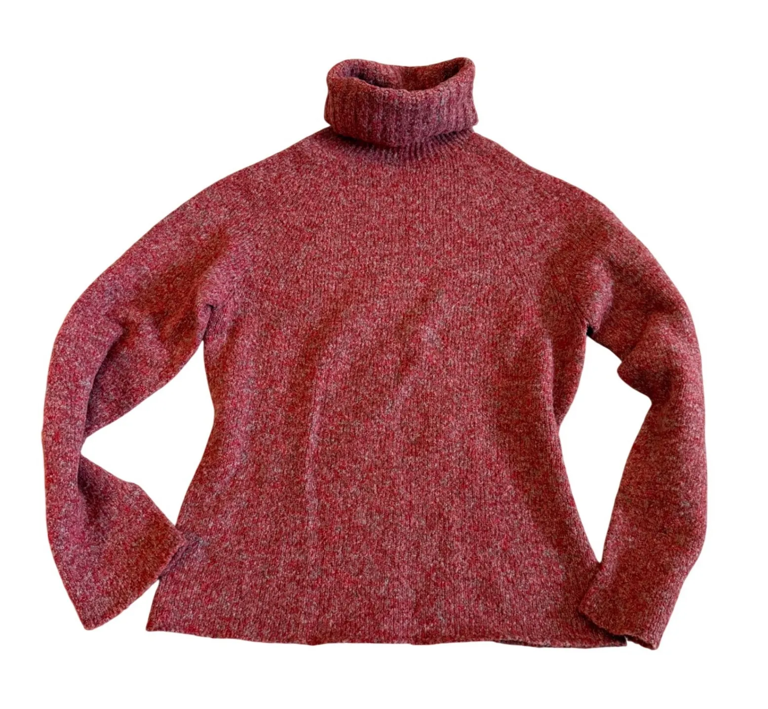 Made in Italy Red Speckled Wool Blend Turtleneck Sweater Size L Warm Ski Chic Size L - Image 1