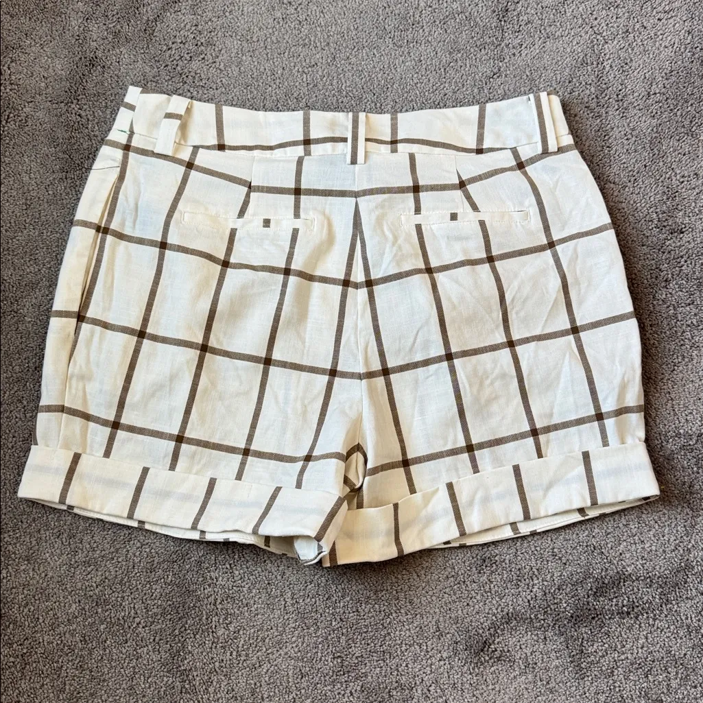 Worthington Off White/Brown Windowpane Shorts SIZE 12 - Image 5