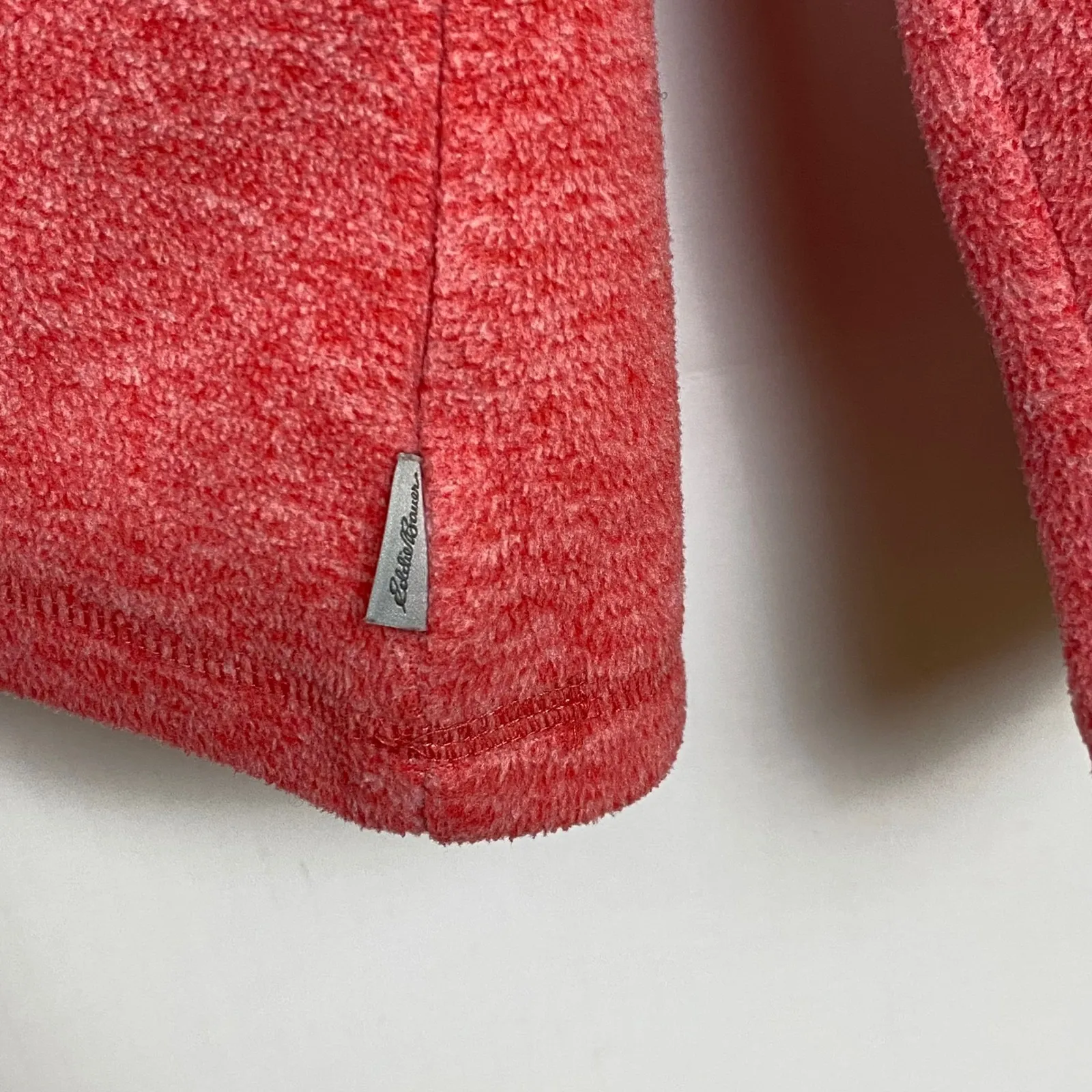 Eddie Bauer Women's‎ Large Pullover Fleece Quarter Zip Coral Pink Activewear Top - Image 3