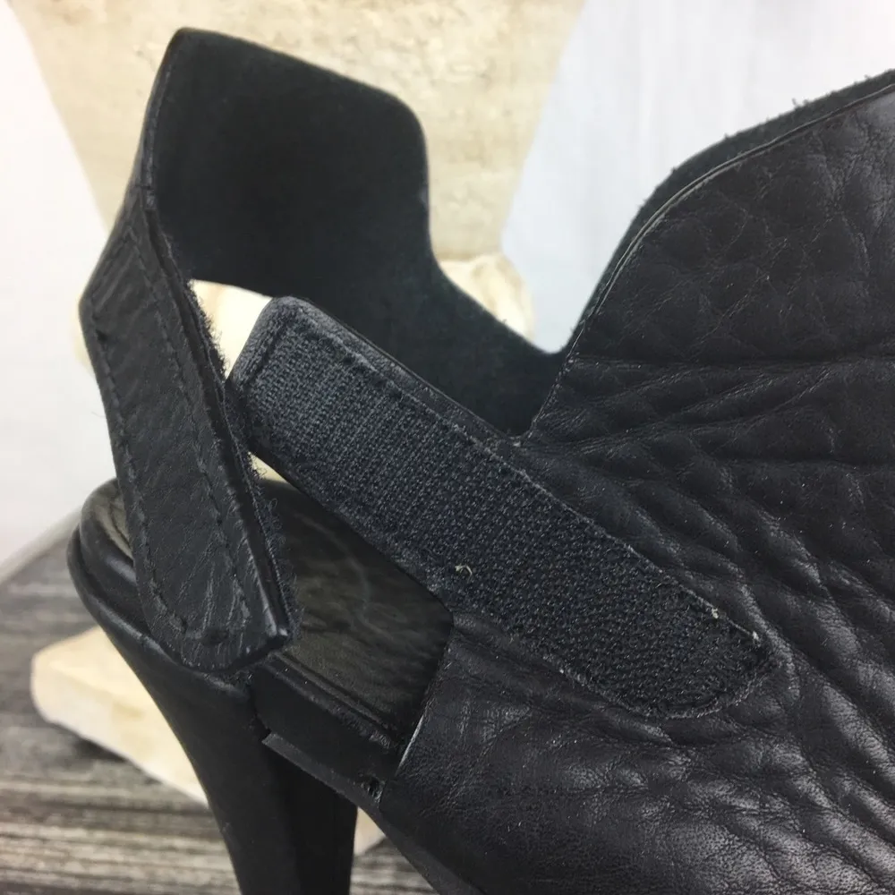 Pedro Garcia Black Leather Open Toe Strappy Lug Sole Heel Shoes 8 - Image 3