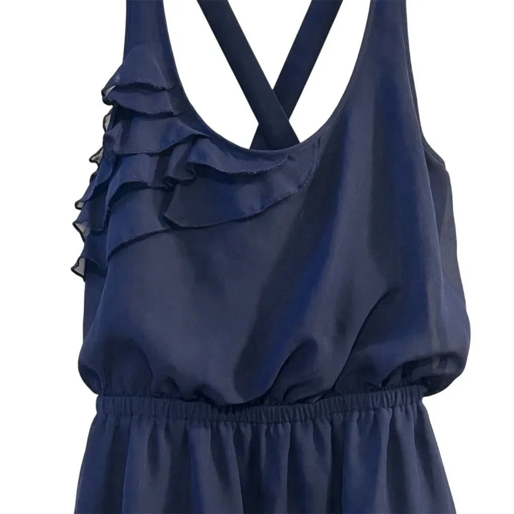 Eyelash Couture Women's S Blue Ruffle Cross-Back Sleeveless Short Dress Casual - Image 4