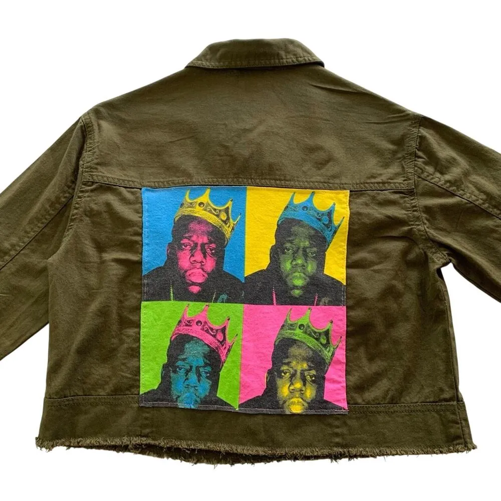 Via Penny Lane Reworked Apparel | Notorious B.I.G. Biggie Graphic Green Jacket Size 2 - Image 2