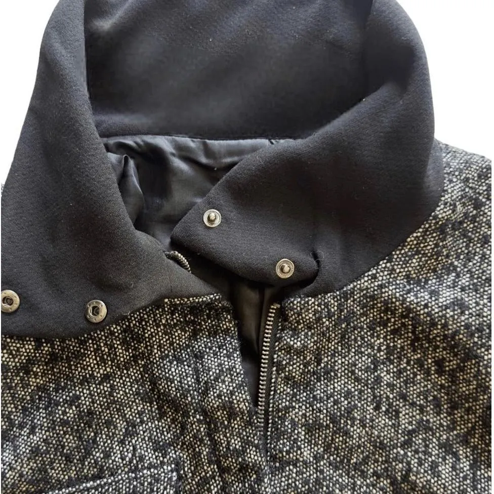 GAP Womens Black White Moto Jacket Tweed Zip Up Blazer Chic Edgy Size M - Image 5