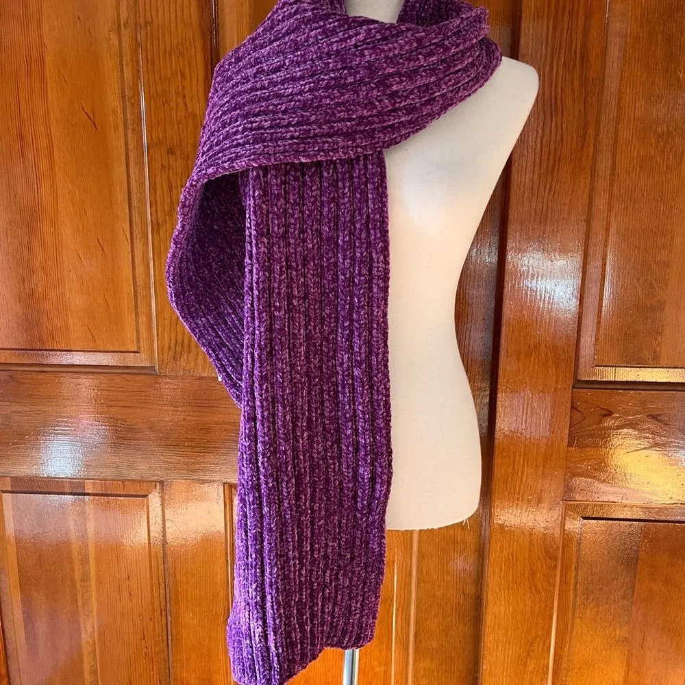 Talbots Thick Knit Purple Scarf – 72” - Image 2