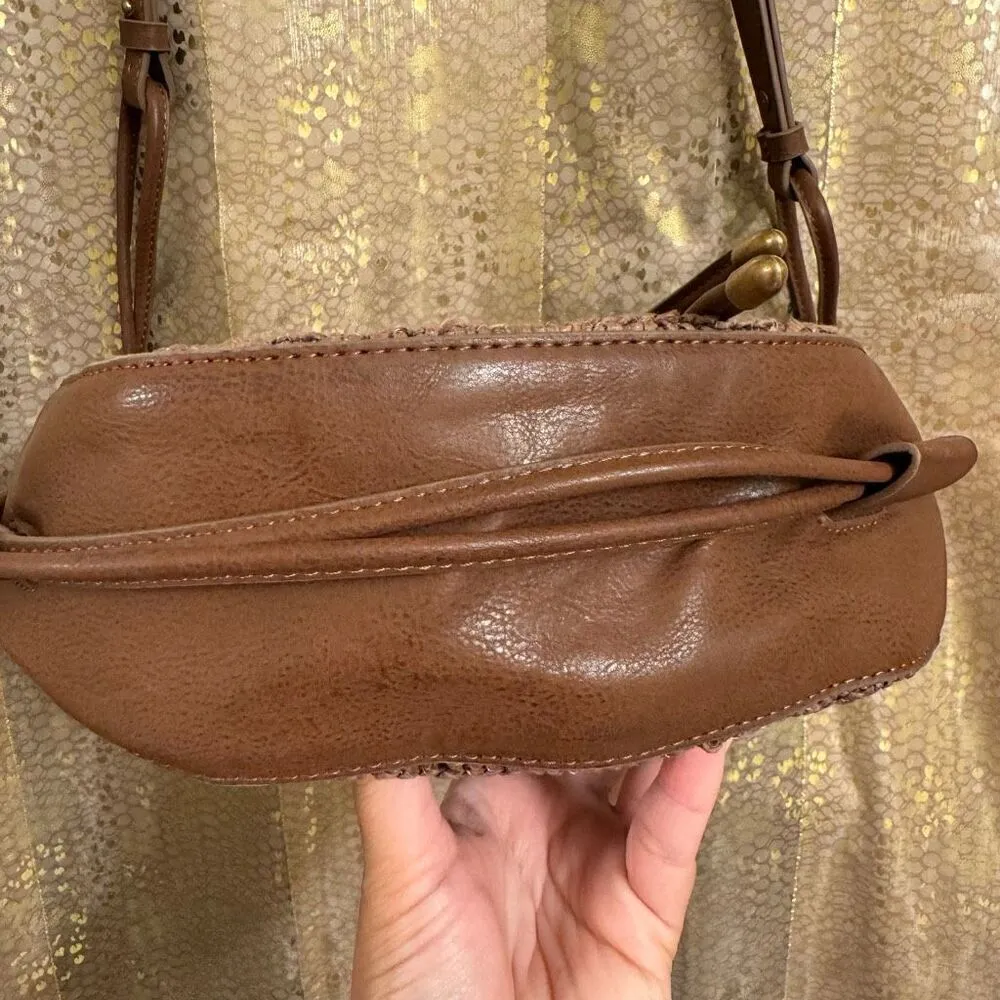 Free People Cabana Coconut Shell Brown Woven Crossbody Purse NWOT - Image 6