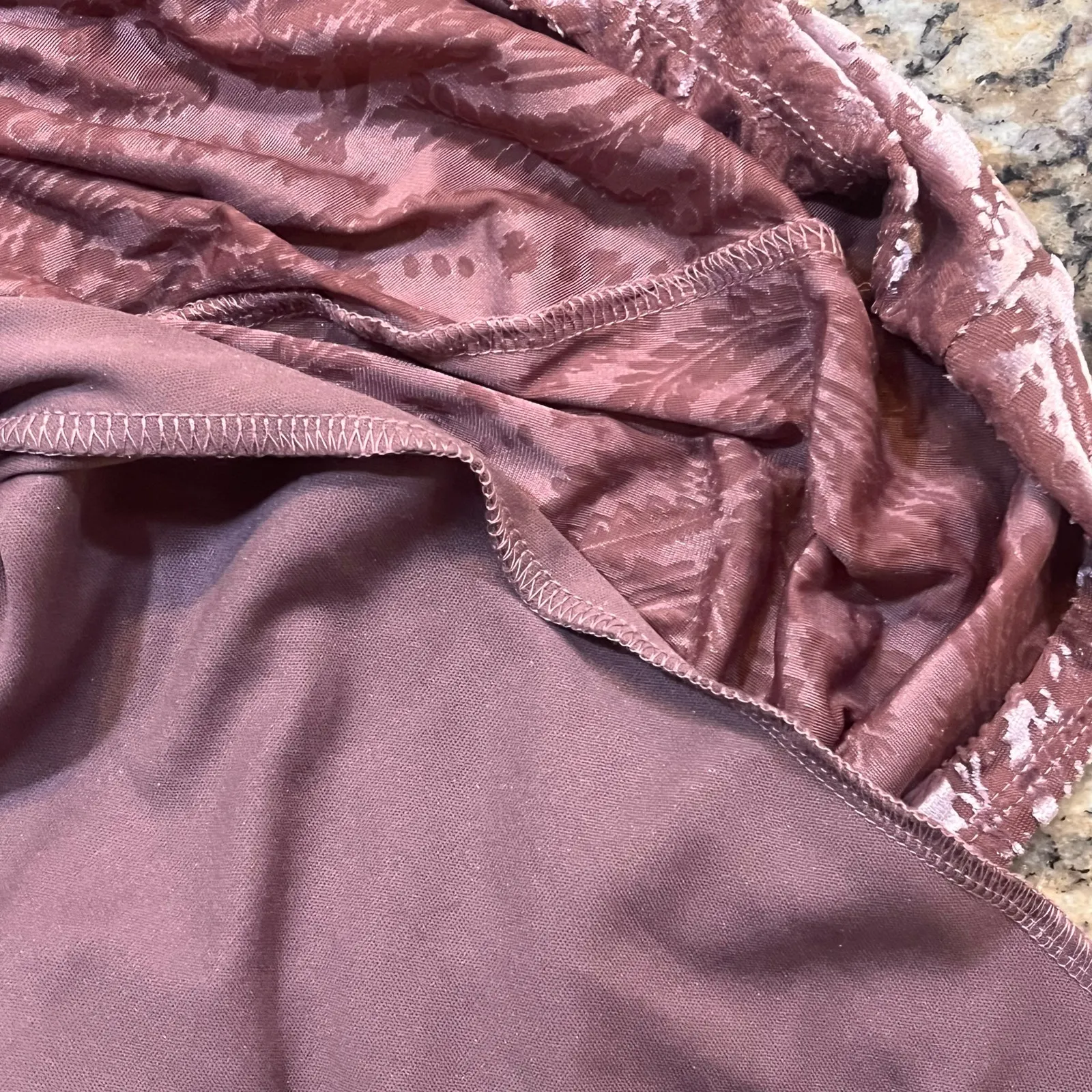 MUDD Women’s Large Crushed Velvet‎ Rose Taupe Mini Dress Festival Holiday - Image 5