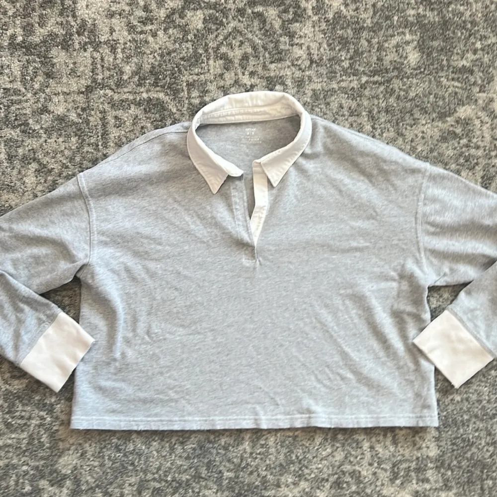 aerie Long Sleeve Cropped Polo T-Shirt - Image 2