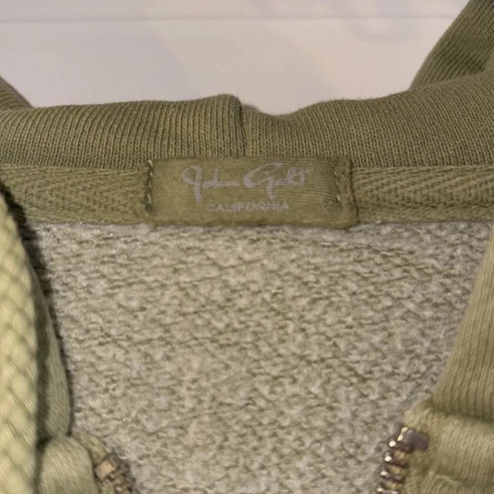 John Galt by Brandy Melville Sage Green Oversized Full Zip Hooded Sweatshirt - Image 2