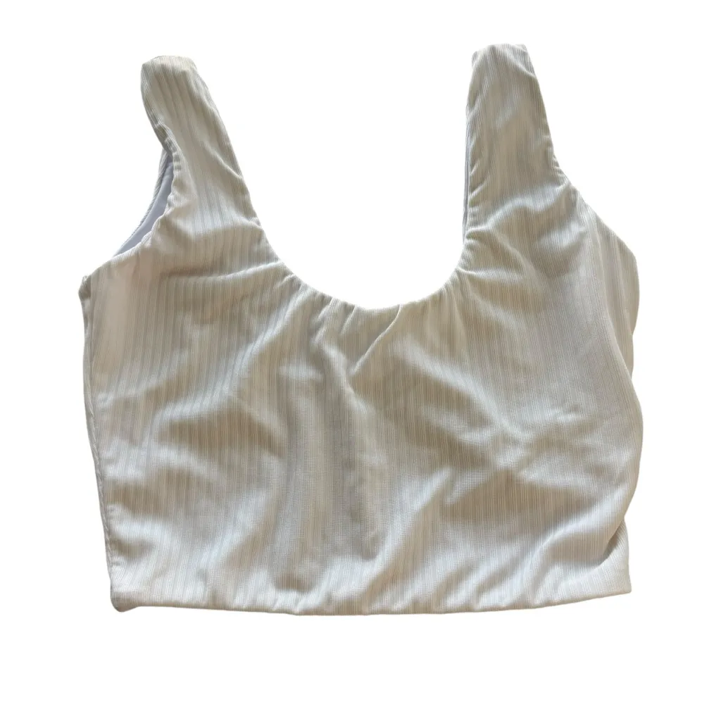 LPA Swim Sybil Bikini Top in White Ribbed Medium Vacation Beach Swimsuit Med M - Image 2