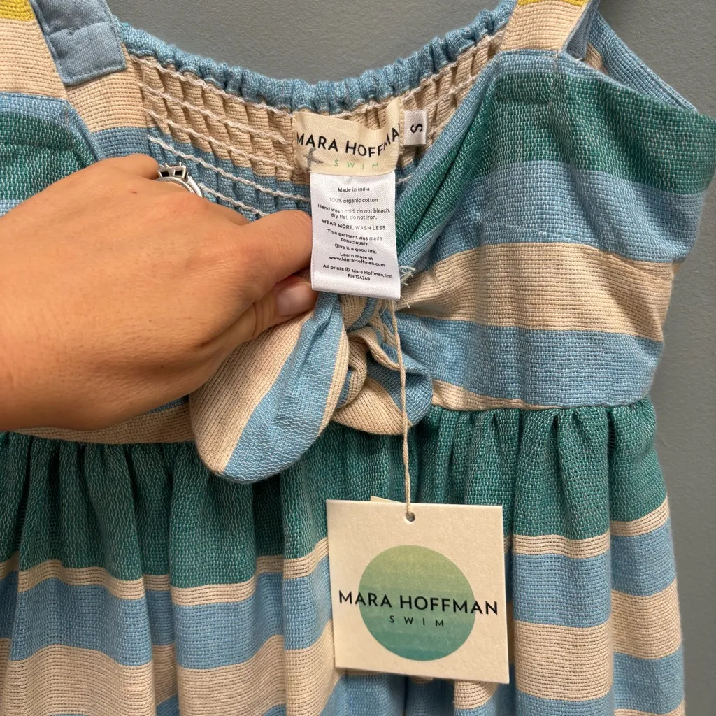 MARA HOFFMAN Tie Front Gauze Jumpsuit in Cream Multi Color S - Image 7