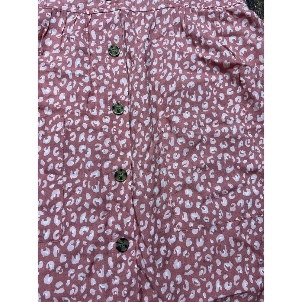 Pink Rose Animal Print LARGE 2 Pocket Button Tank Dress - Image 2