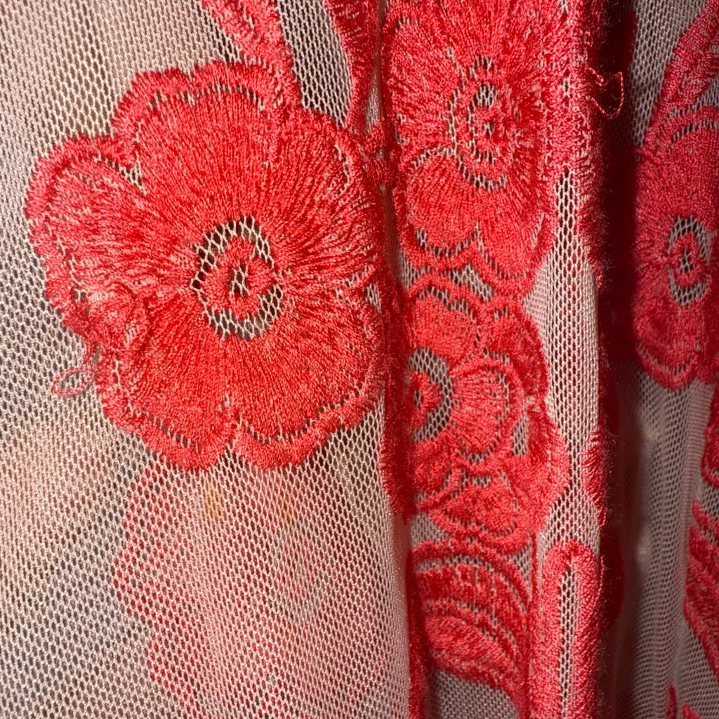 For Love &‎ Lemons Temecula Maxi Mesh Dress Embroidered Dress Red Small - Image 12