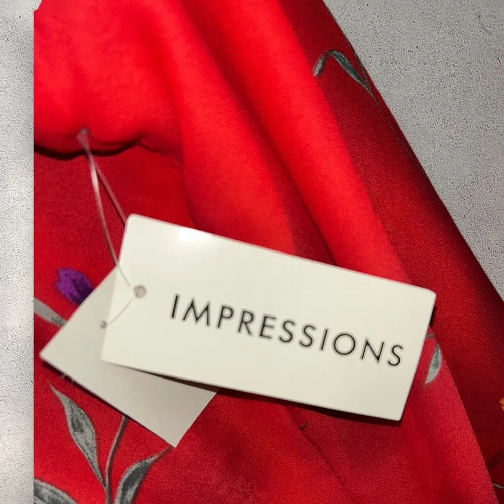 IMPRESSIONS Vintage 1990s Red/Orange Floral Reversible Maxi Dress NWT Size 3X - Image 9