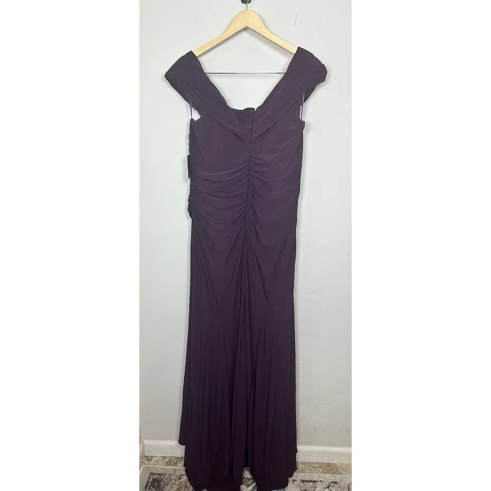 Mac Duggal IEENA for  Fold Over One Shoulder Gown 26517 Deep Purple Size 16 NWT - Image 9