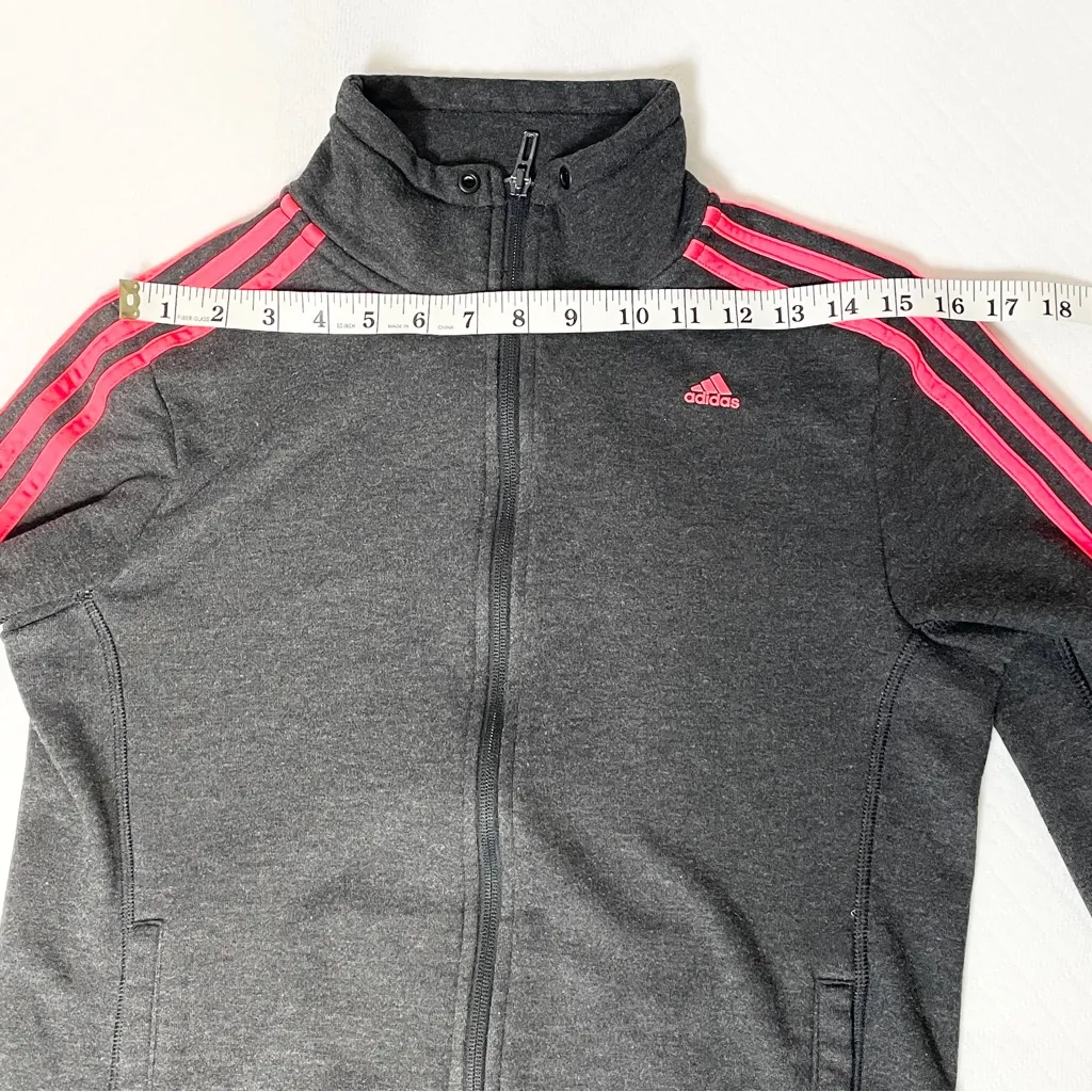 Adidas  Sport Essential Women's Gray Pink Zip‎ up Track Jacket Size Medium - Image 2
