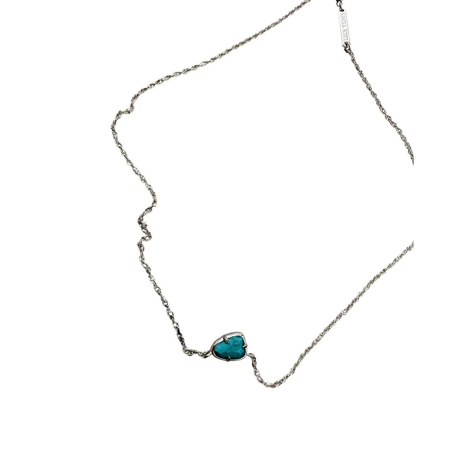 Kendra Scott Silver Tone Necklace Turquoise‎ Stone Fashion Jewelry - Image 2