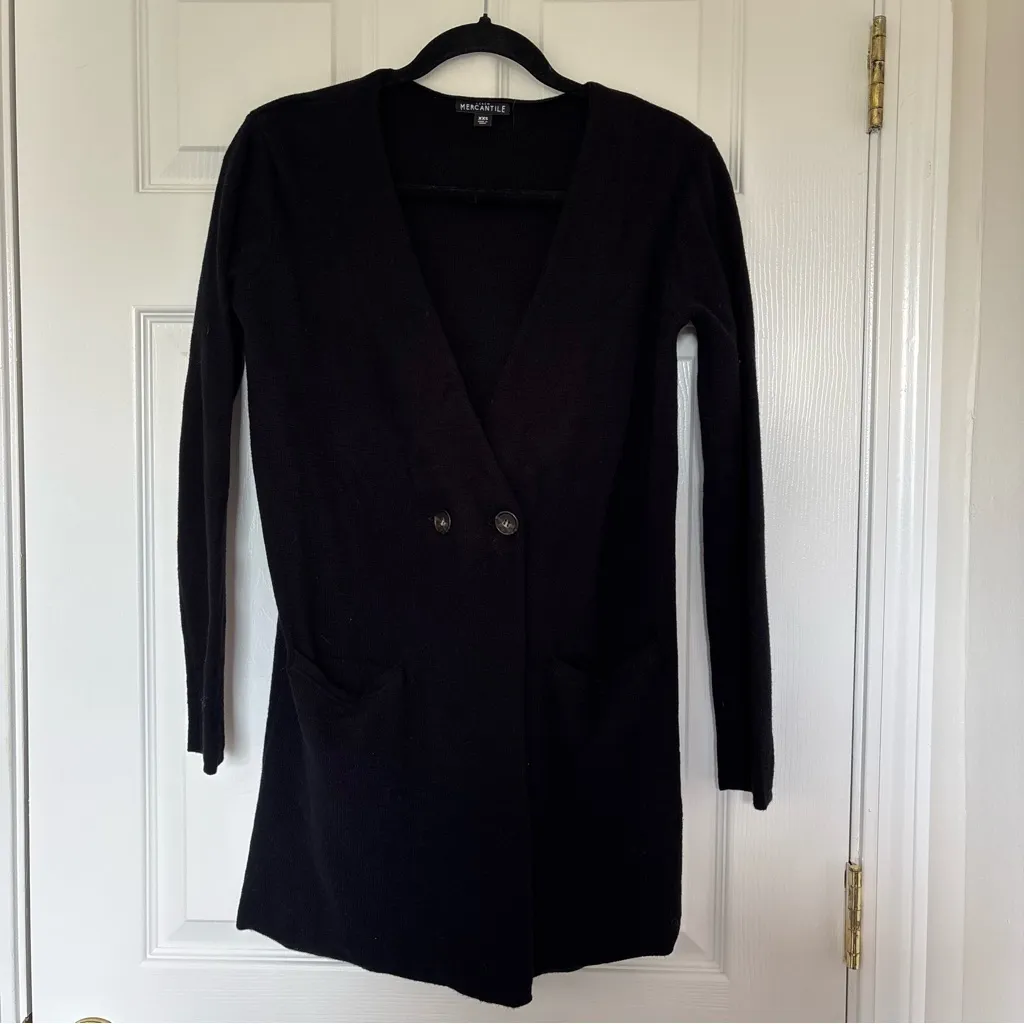 J. Crew Black Collarless Sweater Blazer Size Extra Extra Small - Image 2