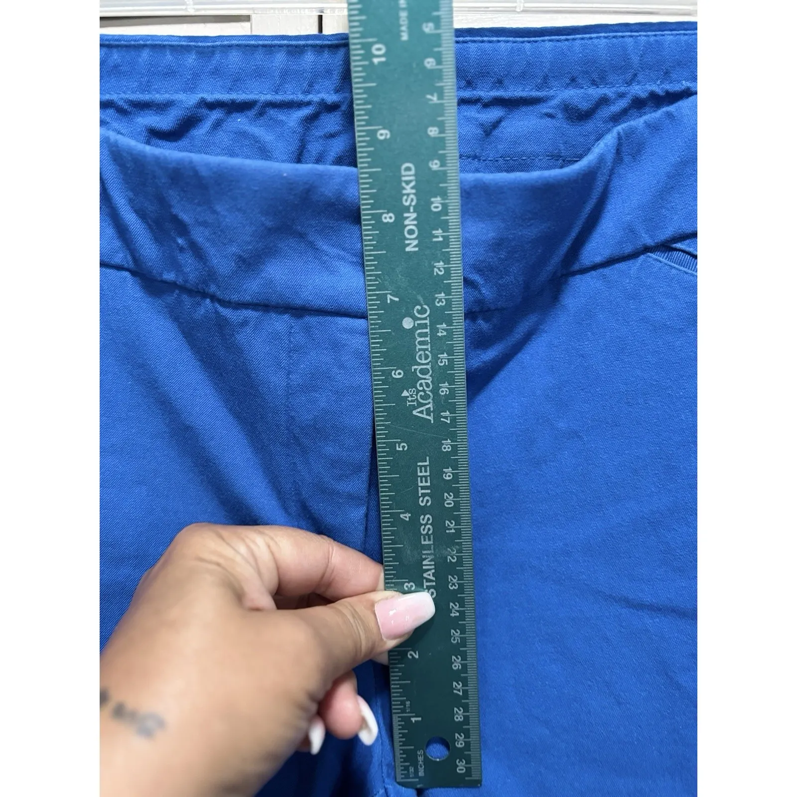 Alfani‎ Blue Skinny Pants Size 8 Mid Rise Zip/Hook Crop Straight Leg - Image 2