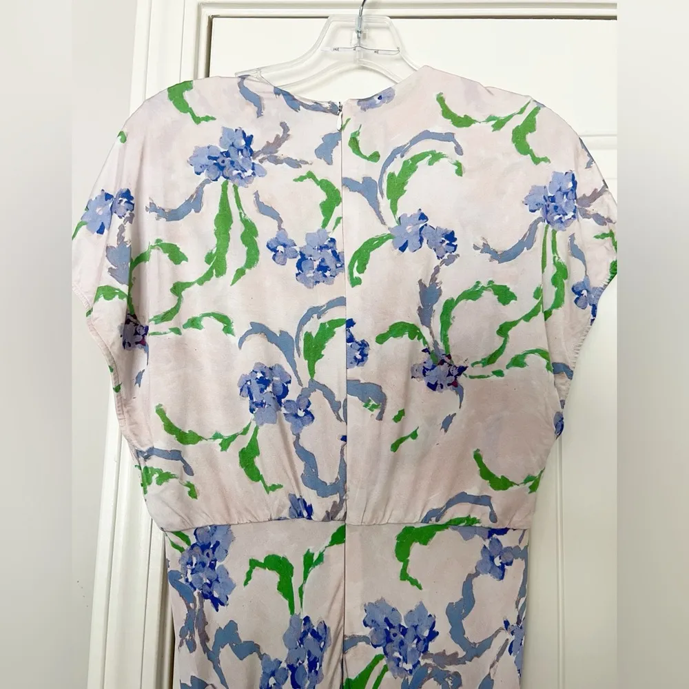 Prabal Gurung Brushstroke Floral Twist Midi Dress Purple Size 6 - Image 8